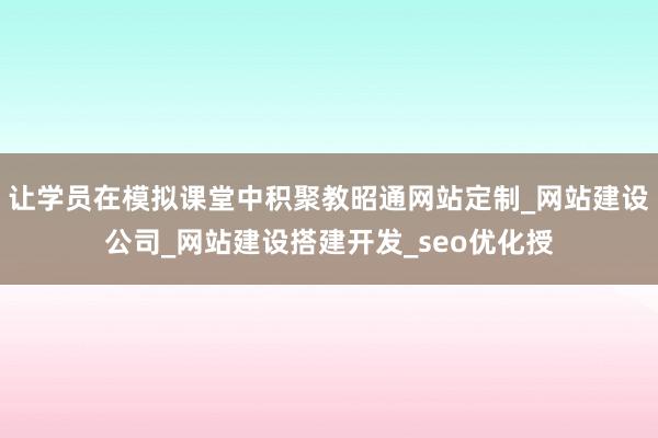 让学员在模拟课堂中积聚教昭通网站定制_网站建设公司_网站建设搭建开发_seo优化授